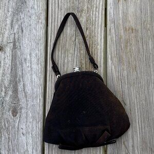 Pegi Paris 1940s black Satin handbag/Evening Bag